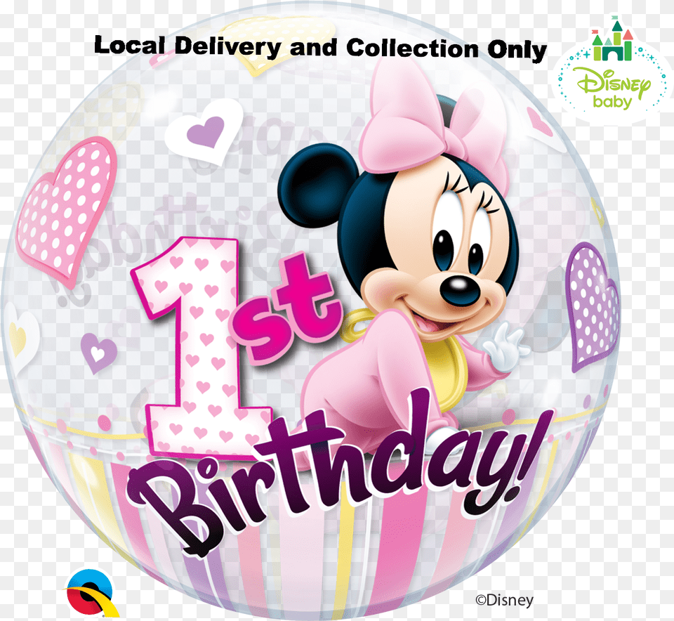 Minnie Mouse 1st Birthday Bubble Balloon Cartoon, People, Person, Birthday Cake, Cake Png