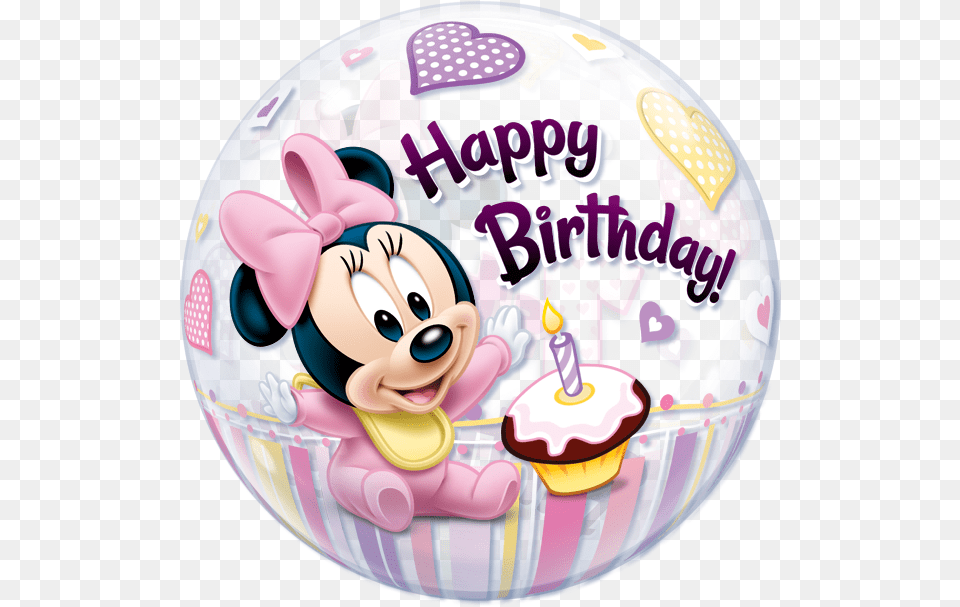 Minnie Mouse 1st Birthday Bubble Balloon Ears, Birthday Cake, Cake, Cream, Dessert Free Png Download
