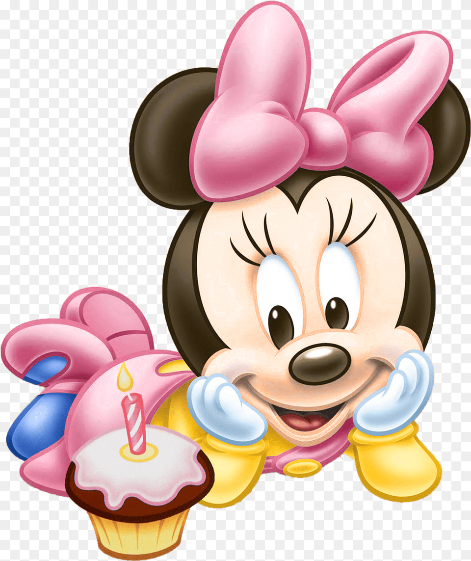 Minnie Mouse Baby, Cake, Cream, Cupcake, Dessert Png Image