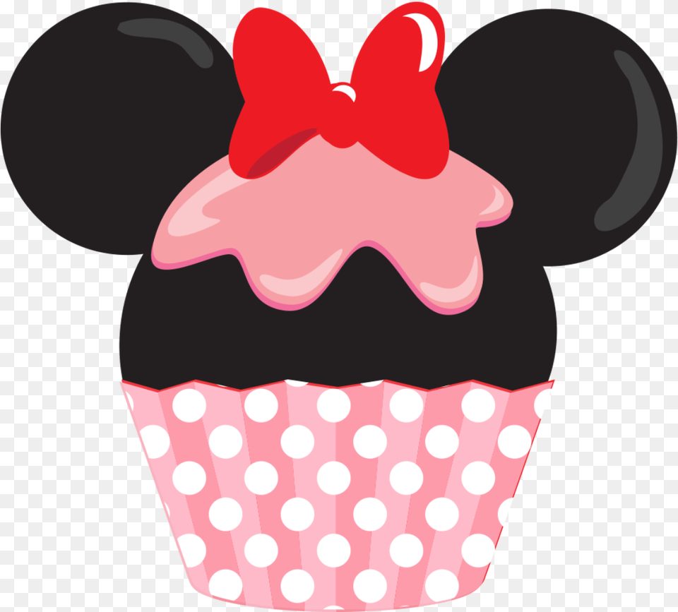 Minnie Mouse Cupcake Cartoon, Food, Cake, Cream, Dessert Free Png
