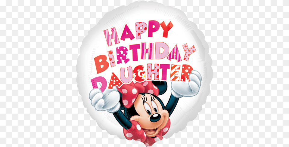 Minnie Mouse Happy Birthday Daughter Foil Balloon Disney Happy Birthday Daughter, Birthday Cake, Food, Dessert, Cream Free Transparent Png