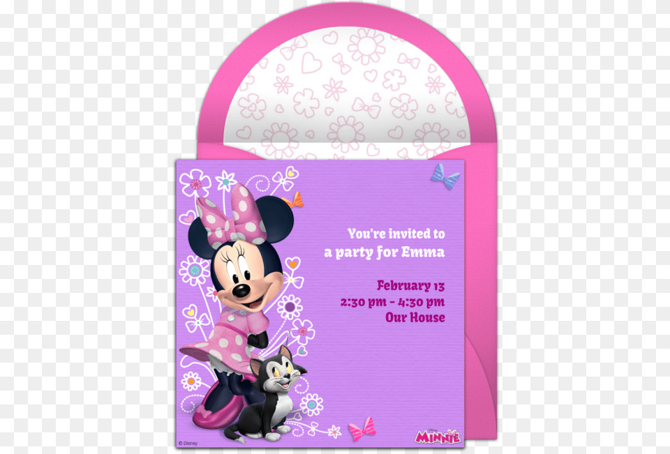 Minnie Mouse Invitation Minnie Mouse Quinceanera Dress, Advertisement, Poster, Purple, Envelope Free Transparent Png