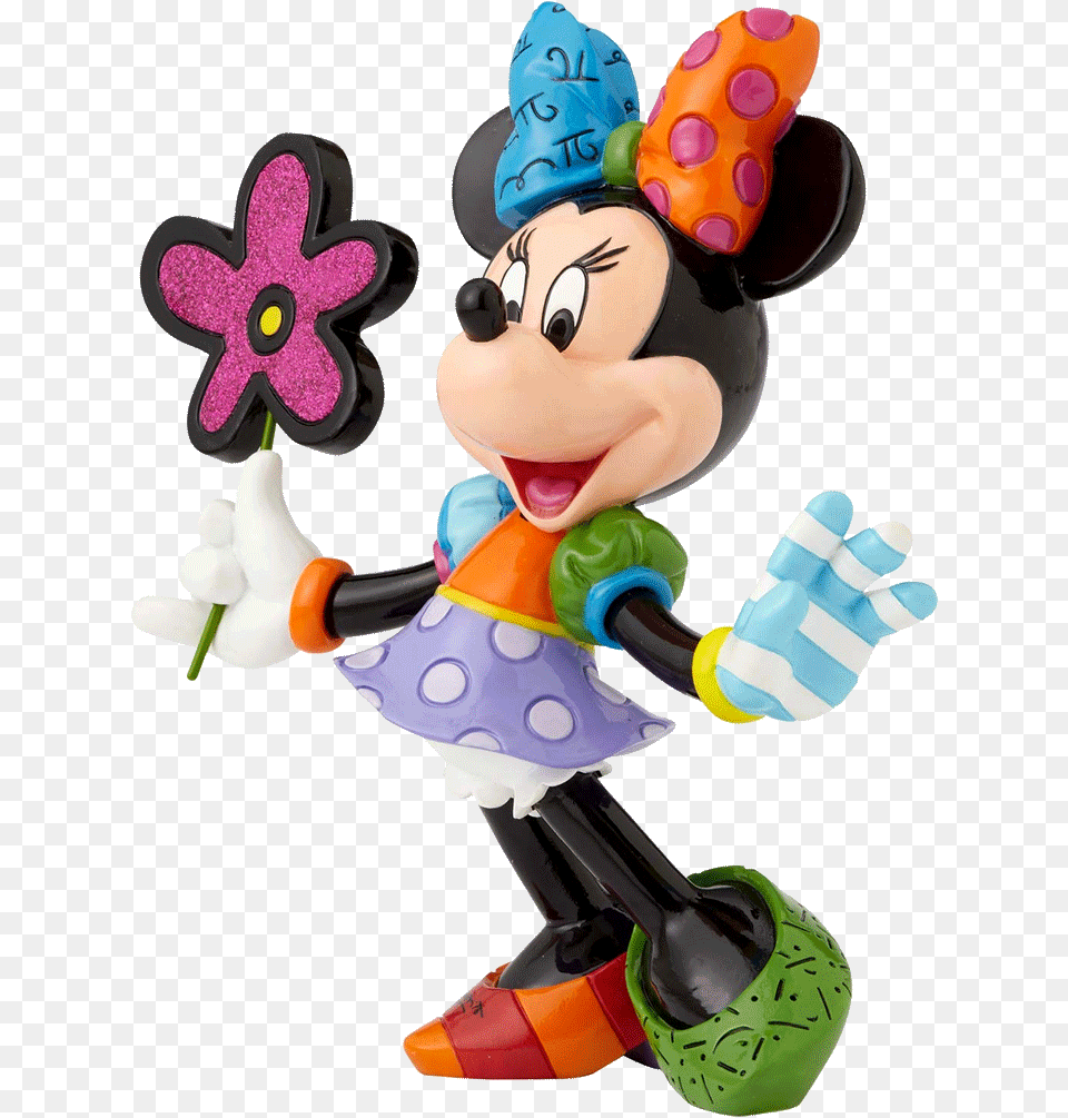 Minnie Mouse With Flowers Figurine Minnie Mouse Con Una Flor, Toy, Face, Head, Person Free Png