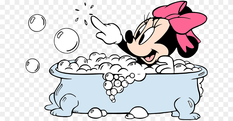 Minnie Taking A Bath, Bathing, Bathtub, Person, Tub Free Transparent Png