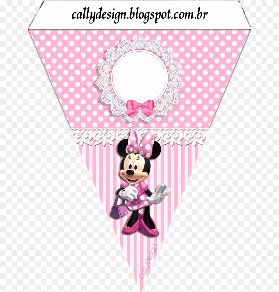 Minnie With Pink Stripes Printable Banner Bandeirola Minnie Rosa Para Baixar, Baby, Person, Face, Head Free Png Download