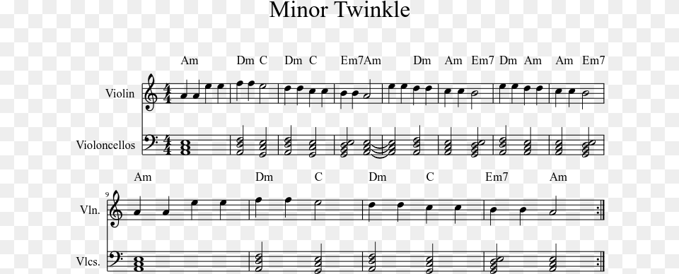 Minor Twinkle Sheet Music 1 Of 1 Pages Sheet Music, Gray Free Png Download