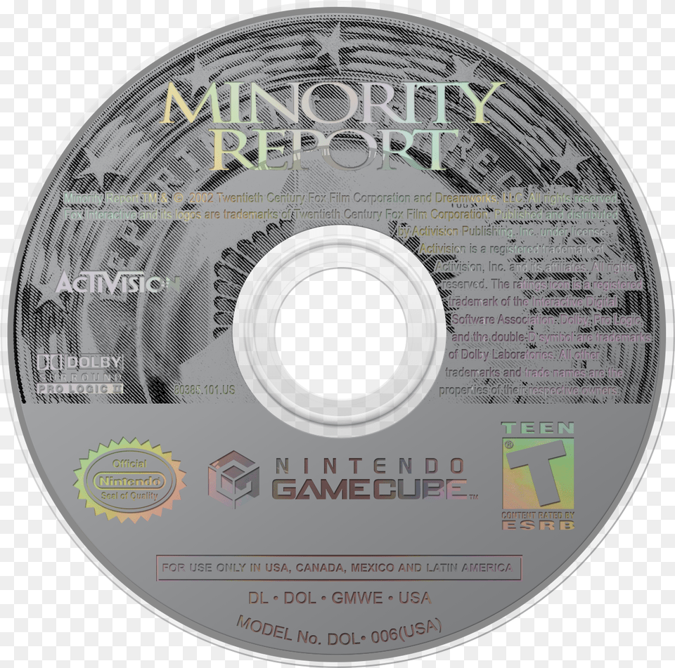 Minority Report Nintendo Gamecube, Disk, Dvd Free Transparent Png