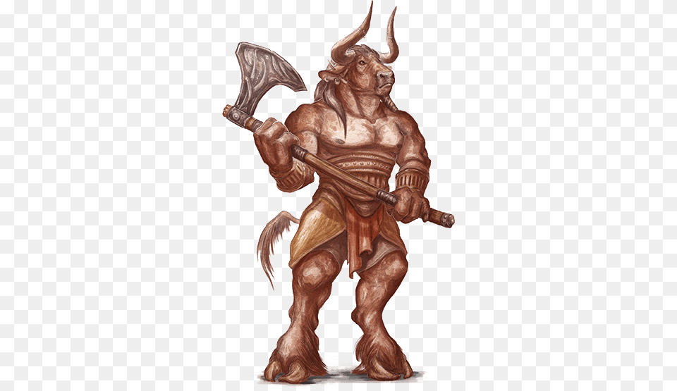 Minotaur Holding Axe, Bronze, Art, Adult, Male Png