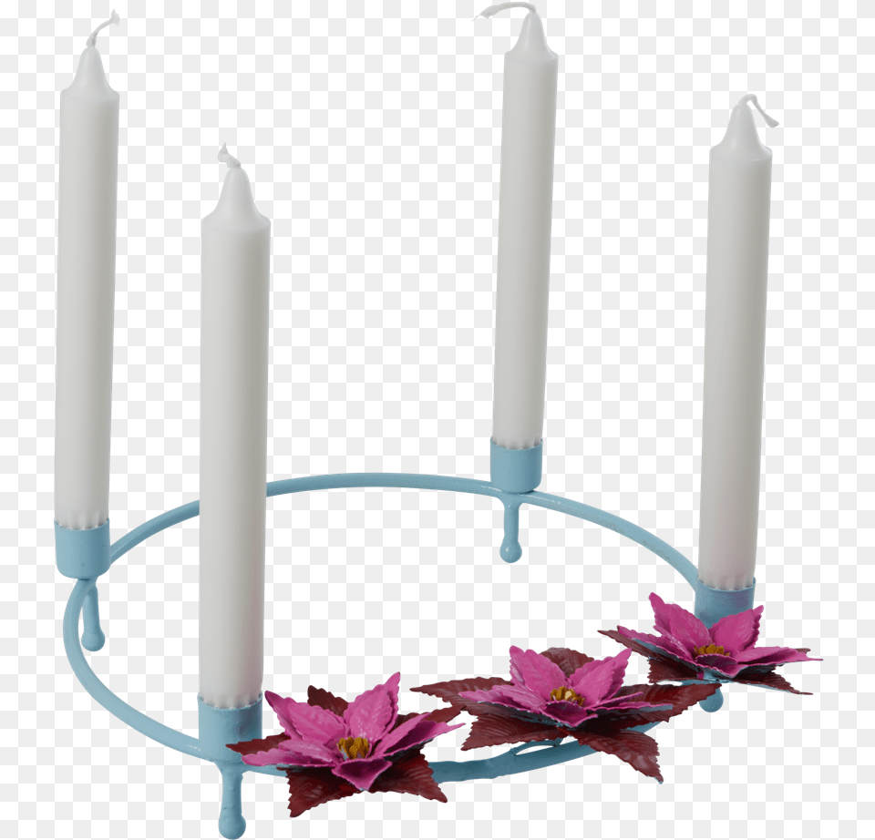 Mint Amp Poinsettia Metal Advent Candle Holder By Rice Rice Adventskranz, Festival, Hanukkah Menorah, Candlestick Free Transparent Png