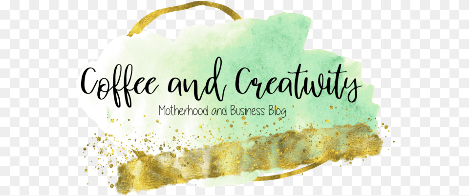Mint And Gold Logo With Tagline Copy Coffee And Creativity Calligraphy, Bag, Birthday Cake, Cake, Cream Free Png Download