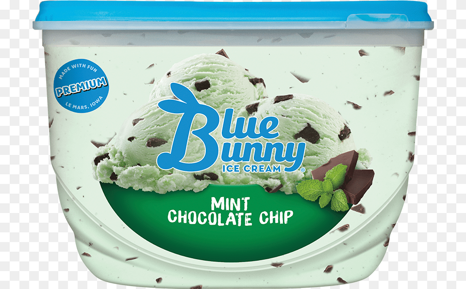 Mint Chocolate Chip Blue Bunny Mint Ice Cream, Dessert, Food, Ice Cream, Yogurt Png Image