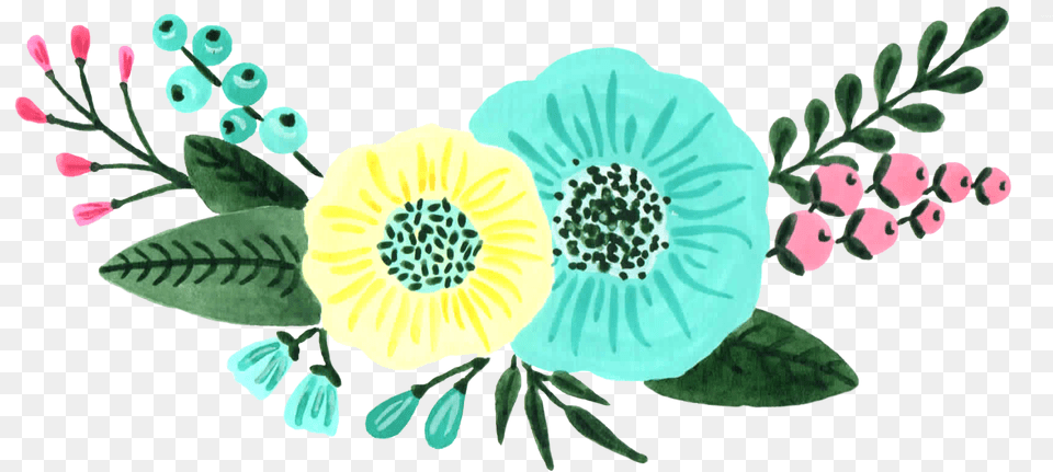 Mint Green And Turquoise Floral Custom Mint Green Flower Clipart, Anemone, Art, Floral Design, Graphics Png Image