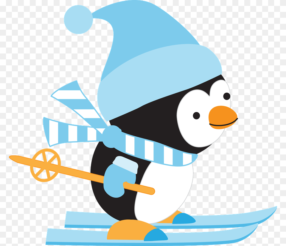 Minus Say Hello Clip Art Christmas Penguin Skiing Clip Art, Outdoors, Winter, Nature, Snow Free Transparent Png