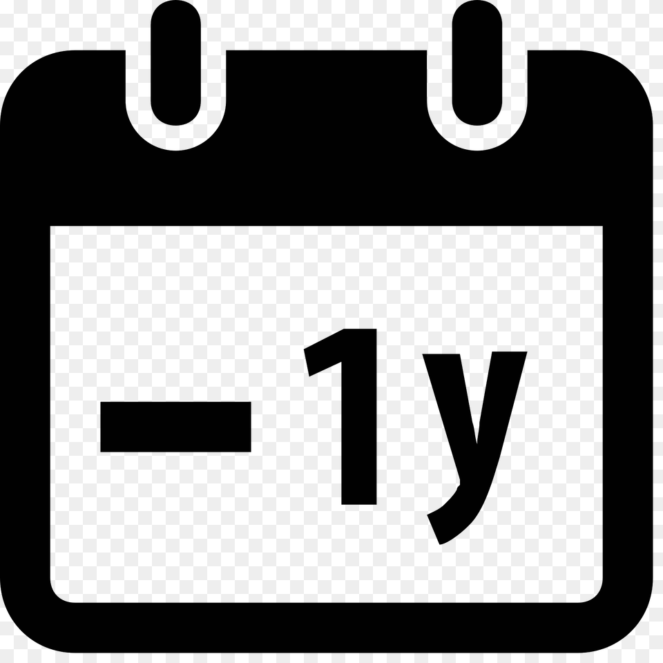 Minus Year Icon, Gray Png