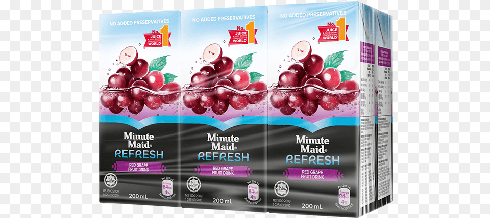 Minute Maid Refresh Red Grape 1 Carton 6s X 4 X 200ml Minute Maid Refresh Red Grape 6 X, Advertisement, Food, Fruit, Plant Png Image