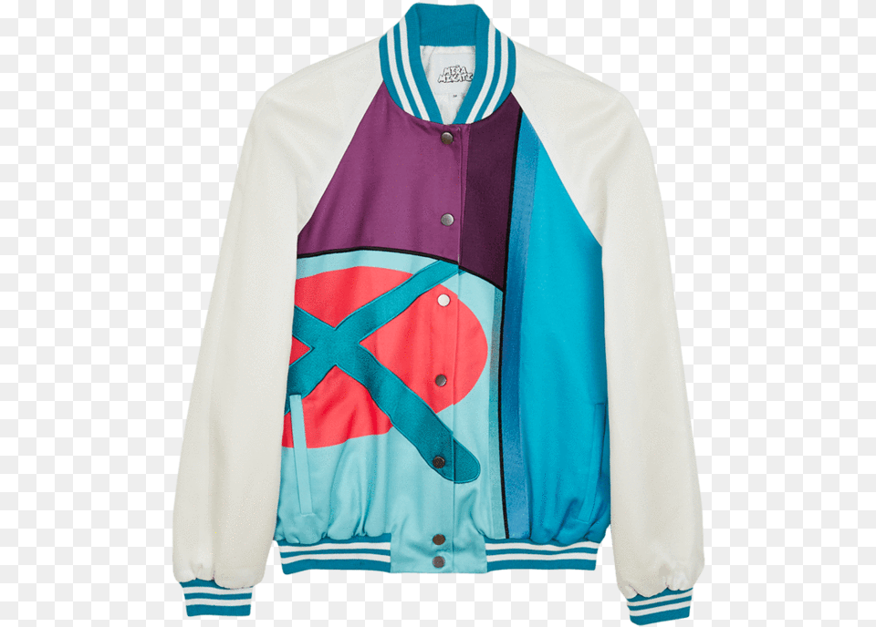 Mira Mikati X Kaws Multi Bomber Jacket Sweater, Clothing, Coat, Shirt, Knitwear Png