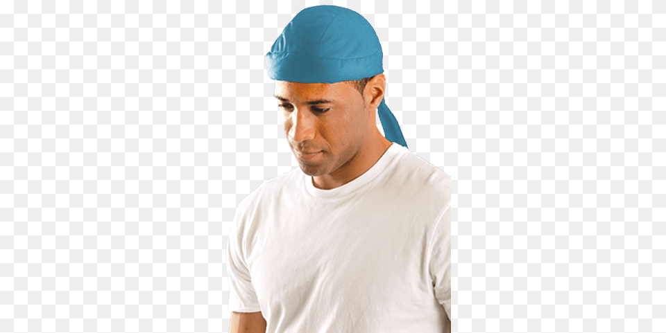 Miracool Bright Blue Tie Closure Occunomix Work Gear Occunomix Navy Blue Miracool Cotton Hat With Tie Closure, Cap, Clothing, Person, Man Free Transparent Png