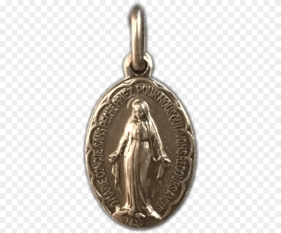 Miraculous Medal Antique Silver Medalla Angel De La Guarda, Woman, Adult, Bride, Wedding Png Image