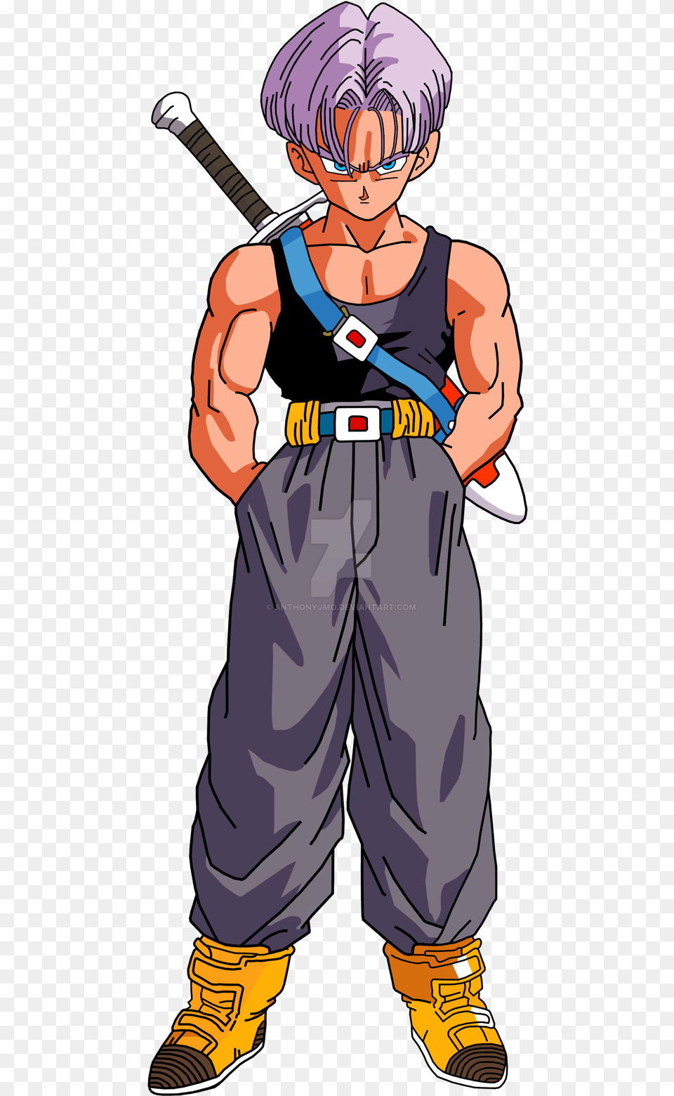 Mirai Trunks No Jacket Future Trunks No Jacket, Book, Comics, Person, Publication Free Transparent Png