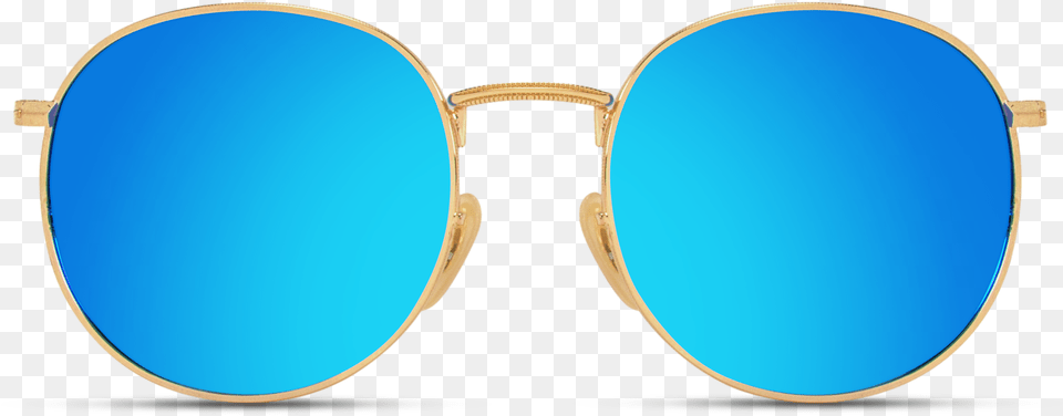 Mirror Blue Gold Frame Round Women Sunglasses Girls Reflection, Accessories, Glasses Png Image
