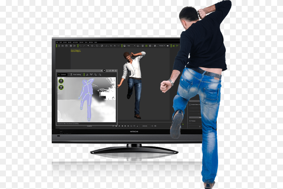 Mirror Capture Animation Xbox Kinect, Pants, Monitor, Screen, Jeans Free Png Download