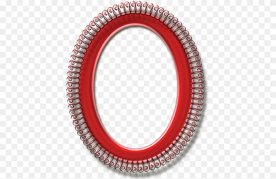Mirror Oval Red Frame Png