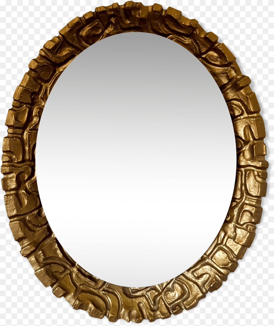Mirror With Resin Gold Outline 1960s Mirror Outline, Photography, Oval Free Transparent Png