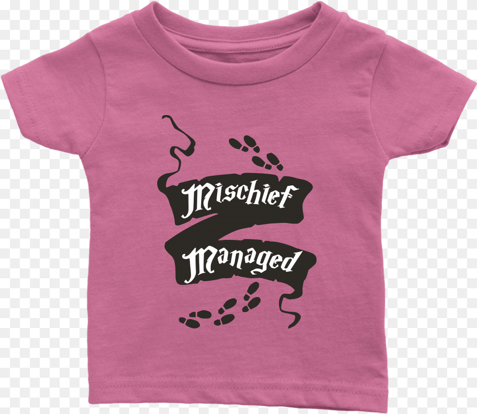 Mischief Managed Baby Onesie Funny Quote Throw Up, Clothing, T-shirt, Shirt Png