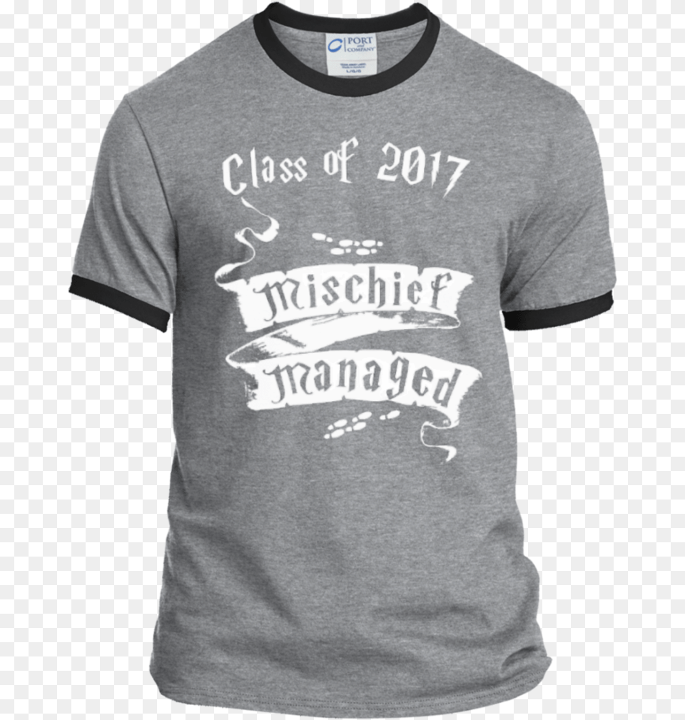 Mischief Managed Class Of 2017 Ringer Tee Arnold Shirt, Clothing, T-shirt, Adult, Male Free Transparent Png