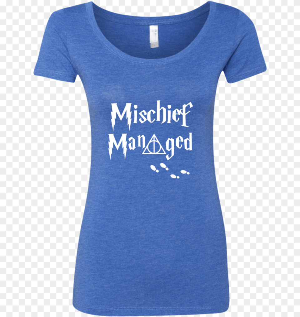 Mischief Managed Ver2 Next Level Ladies Triblend Scoop Active Shirt, Clothing, T-shirt, Person Png