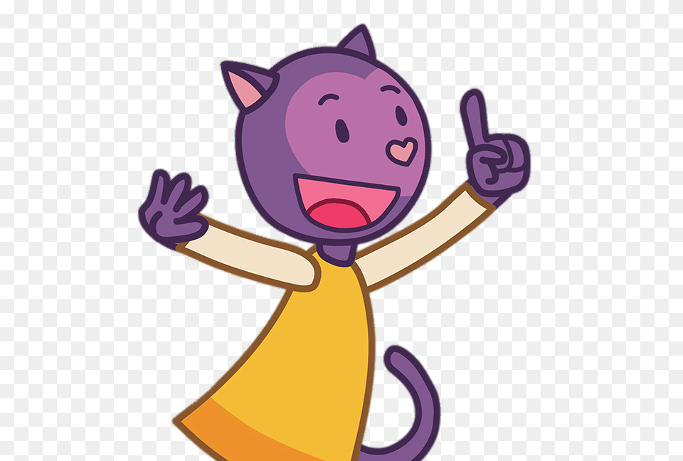 Misha The Purple Cat Finger Up Free Png Download