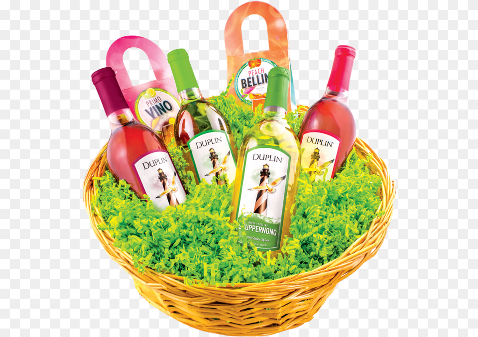 Mishloach Manot, Basket, Bottle, Alcohol, Beverage Png