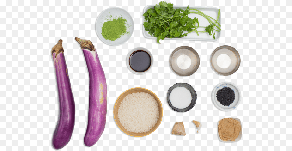 Miso Glazed Eggplant With Green Tea Rice Rice, Herbs, Plant, Food, Produce Free Png Download