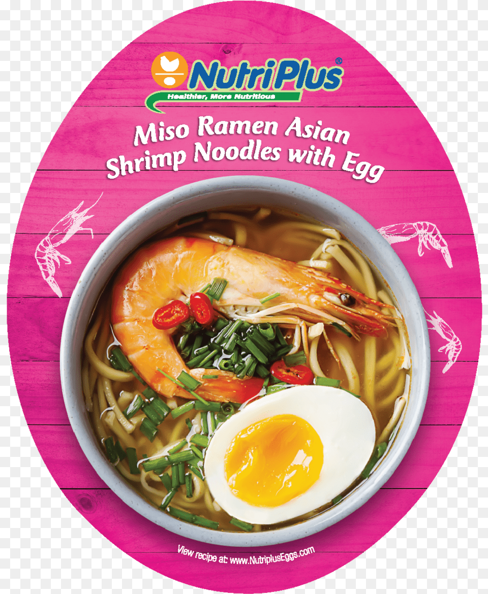 Miso Ramen Asian Shrimp Noodles With Egg Thukpa, Bowl, Dish, Food, Meal Free Png