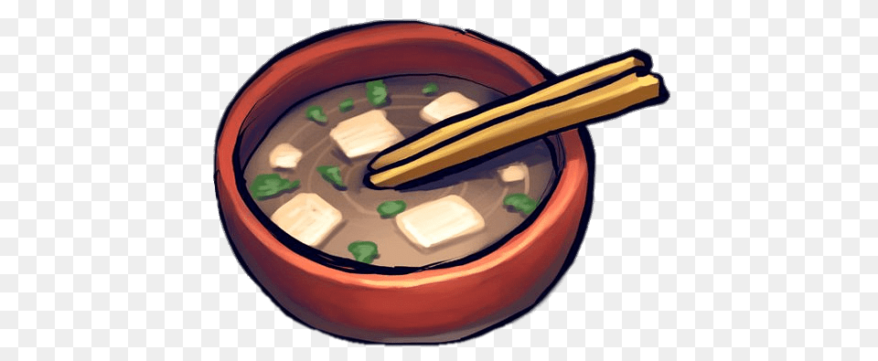 Miso Soup With Chopsticks Illustration, Bowl, Dish, Food, Meal Free Png