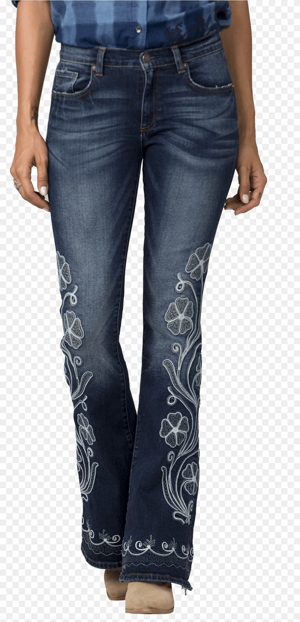 Miss Me Hailey Flare Jean Wfloral Embroidery Pocket, Clothing, Jeans, Pants Png