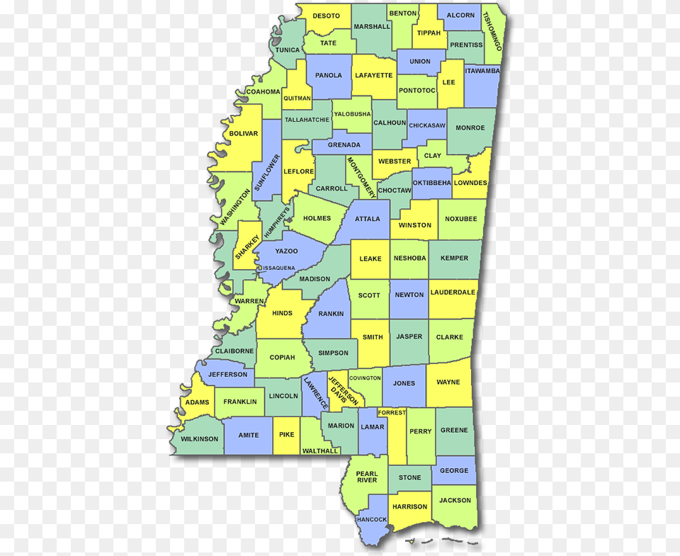 Mississippi County Map Mississippi State Map Clipart, Chart, Plot, Atlas, Diagram Free Png