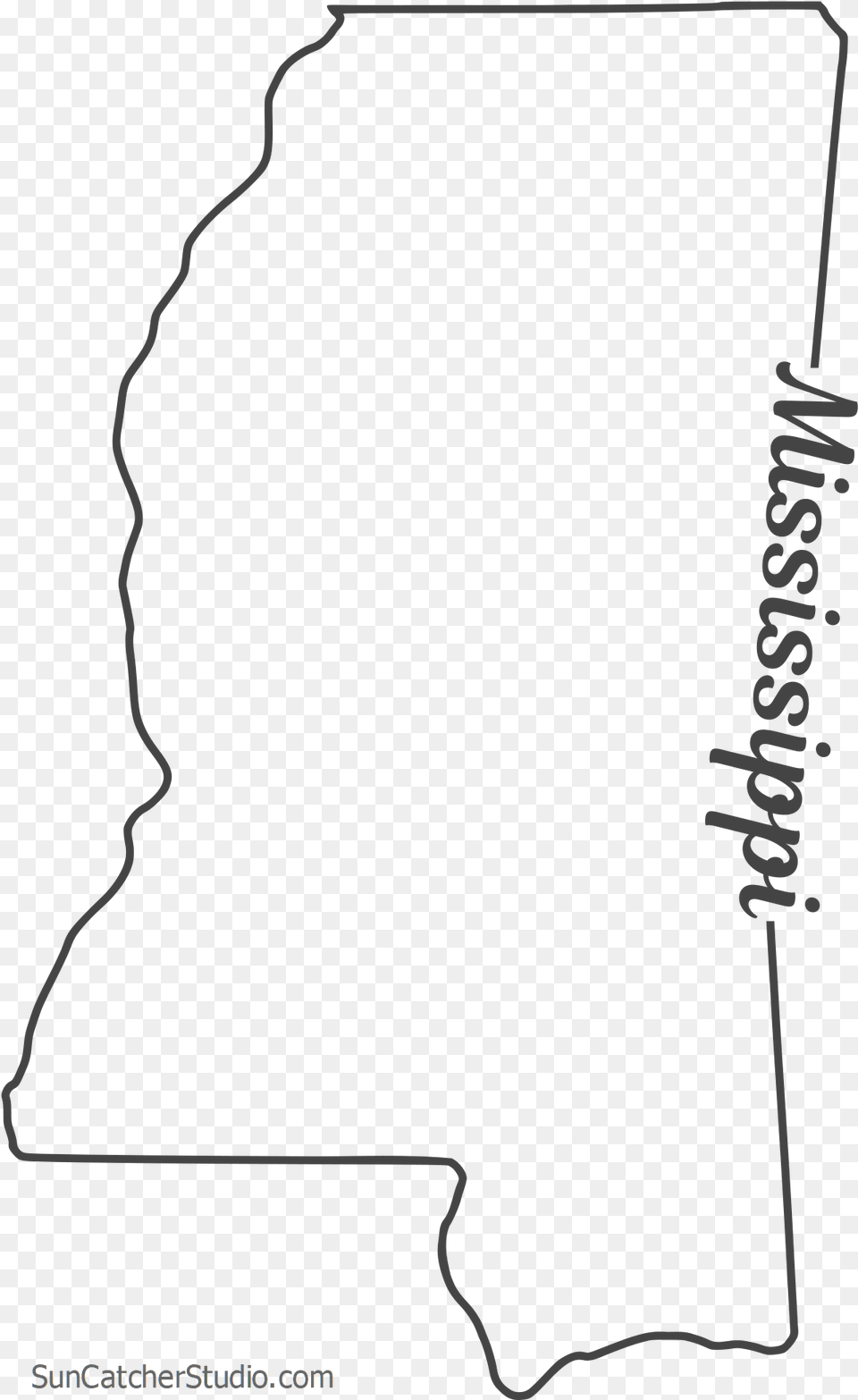 Mississippi Outline With State Name On Border Line Art, Silhouette, Text Png