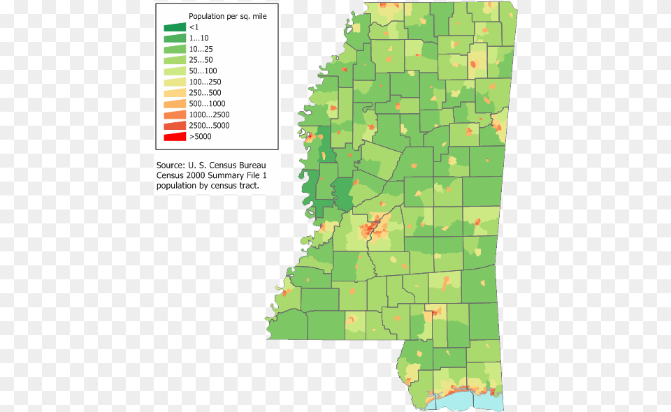 Mississippi Population Density Map Ms Population Density Map, Chart, Plot, Plant, Vegetation Free Png Download