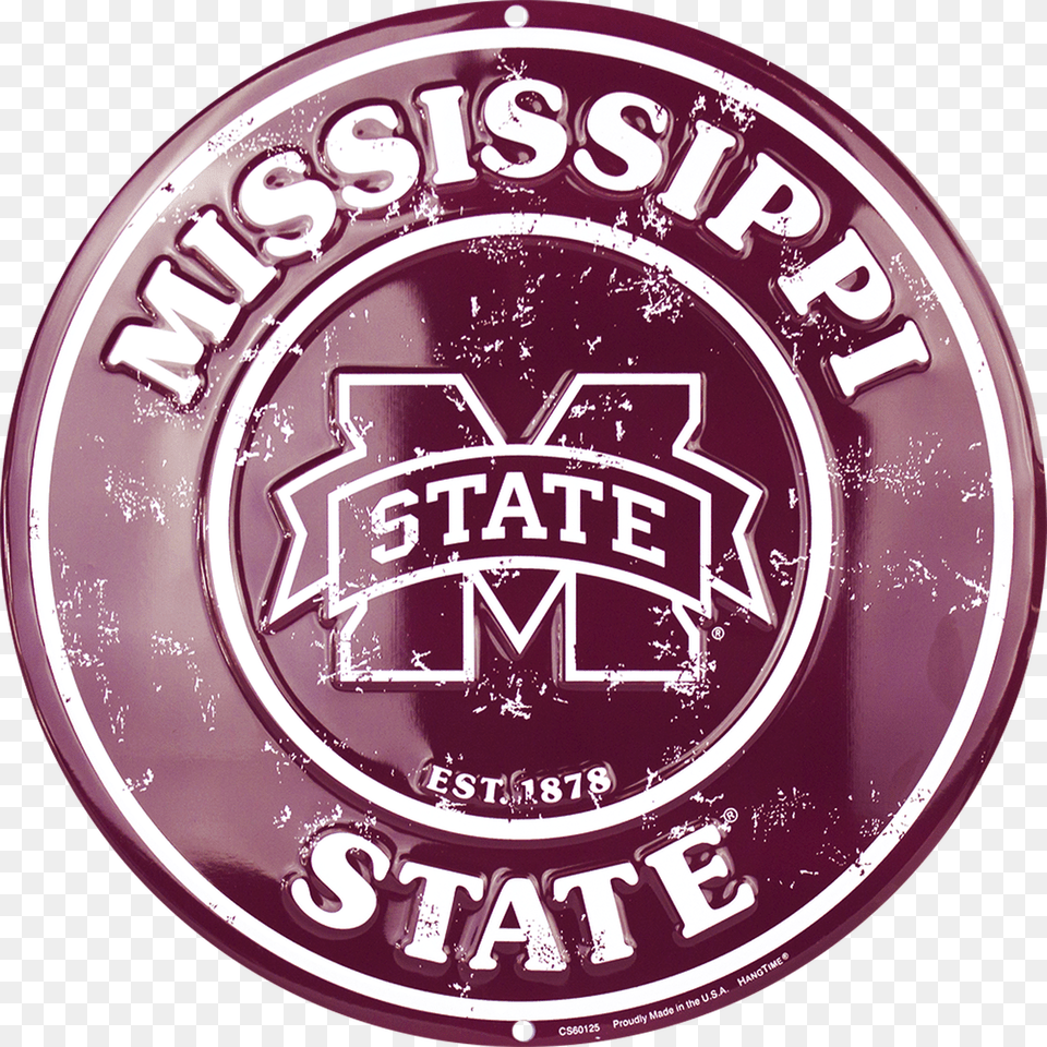 Mississippi State Embossed Metal Circular Sign Mississippi State University, Logo, Badge, Symbol, Emblem Free Transparent Png