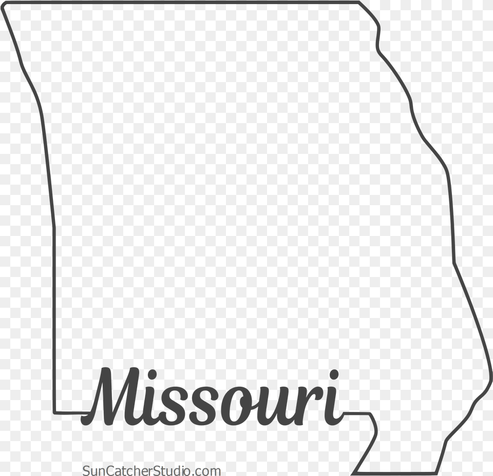 Missouri Outline With State Name On Border Cricut Line Art, Silhouette, Text Png Image