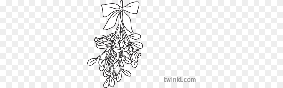 Mistletoe Black And White 2 Mistletoe Black And White, Art, Floral Design, Graphics, Pattern Free Transparent Png