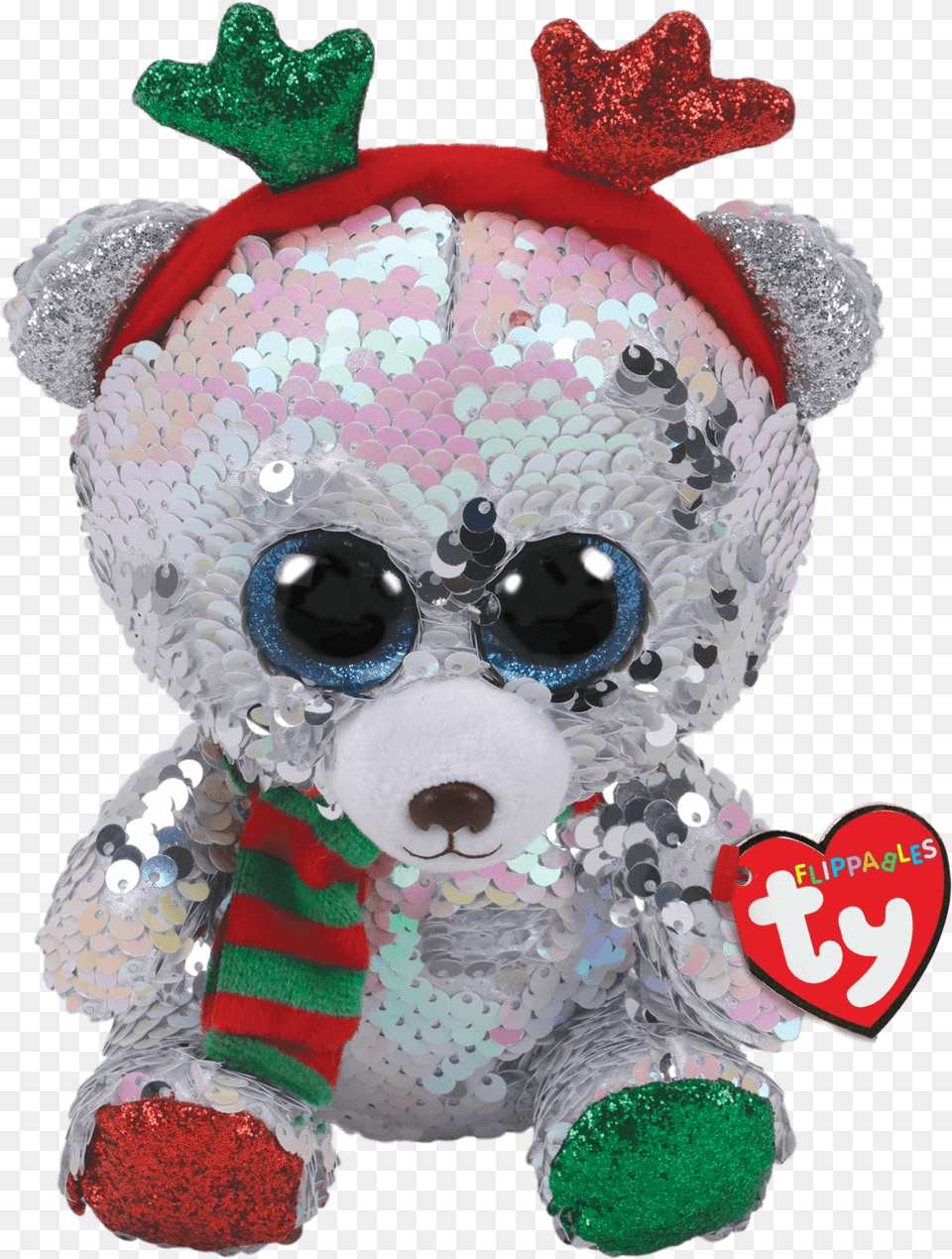 Mistletoe Reversible Sequin Bear Wantlers Medium Beanie Boo Christmas Flippables, Plush, Toy Free Png