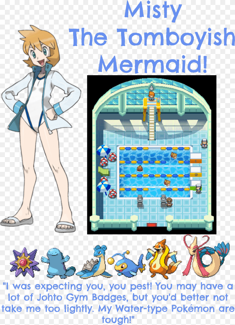 Misty Gsc Hgss Quotes Starmie Quagsire Lapras Pokemon Heart Gold Misty, Adult, Publication, Person, Woman Png