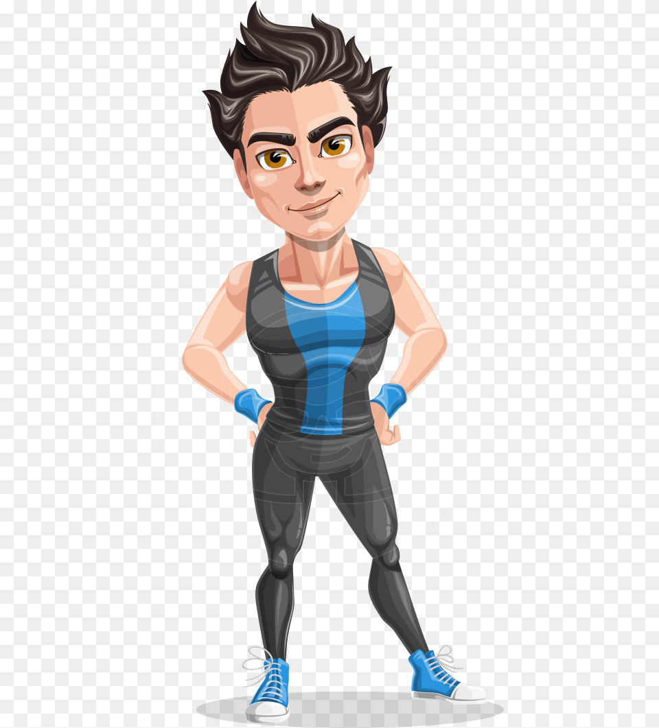 Mitch The Motivated Fitness Guy Fitness Man Cartoon, Adult, Female, Person, Woman Free Png