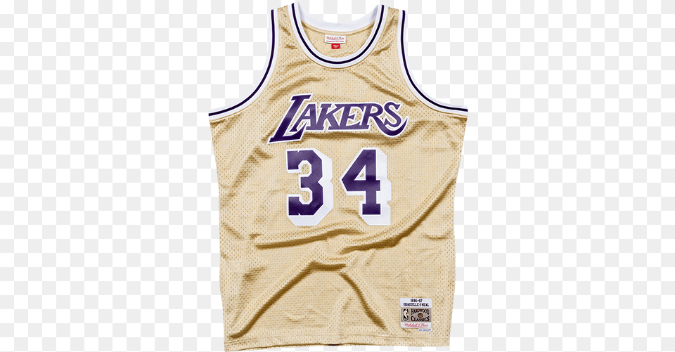 Mitchell Amp Ness Nba Shaquille O39neal 34 1997 Gold Swingman Shaquille O Neal Jersey Lakers Gold, Clothing, Shirt, Person Png