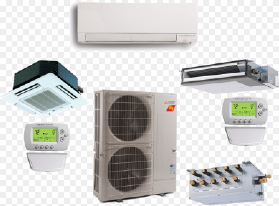 Mitsubishi 5 Zone 42k Btu Heat Pump Hyper Heat With Mitsubishi 5 Port Branch Box, Device, Electrical Device, Appliance, Air Conditioner Png Image