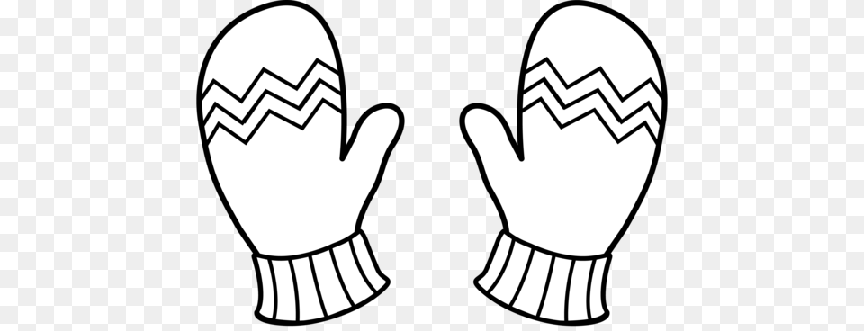 Mitten Clip Art Black And White, Clothing, Glove, Stencil, Body Part Free Png