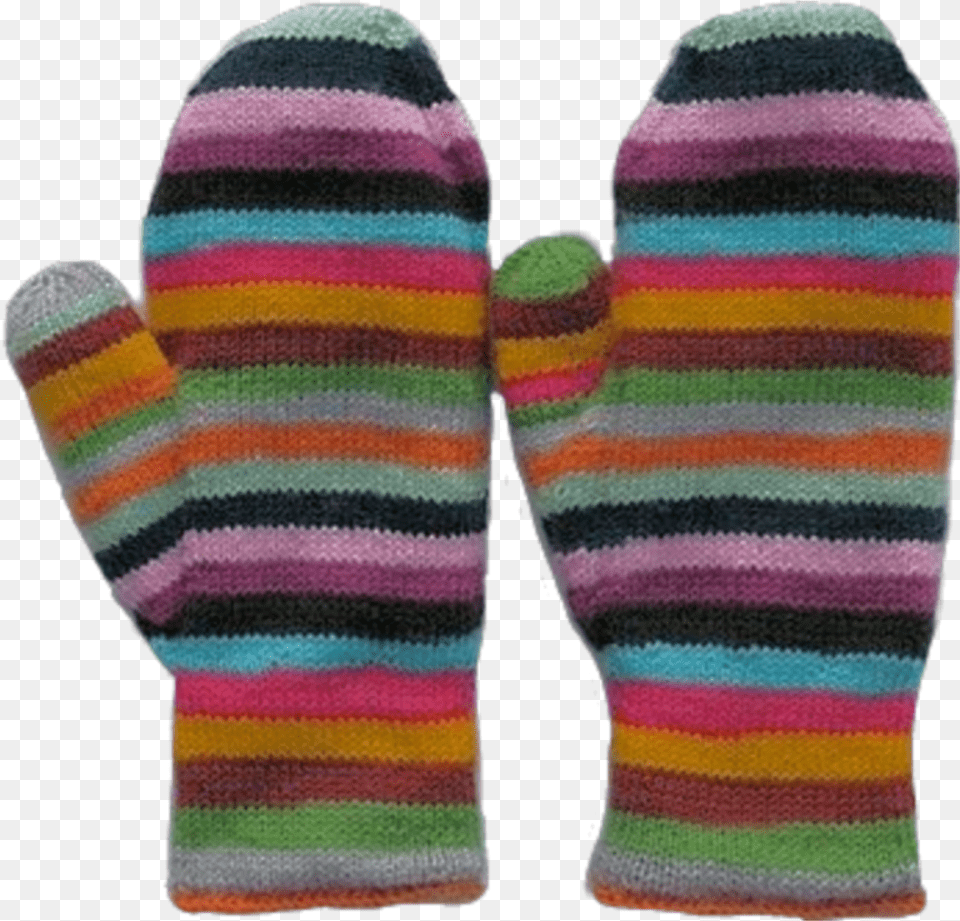 Mittens Knitted Stripped Gloves Winter Aesthetic Png