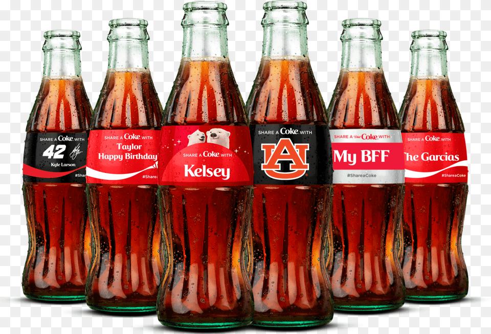Mix And Matched Six Pack Personalized Coke Bottles, Beverage, Soda, Alcohol, Beer Png Image